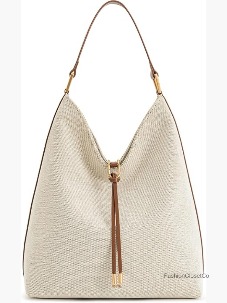 Faux Suede Hobo Shoulder Bag With Gold Hardware